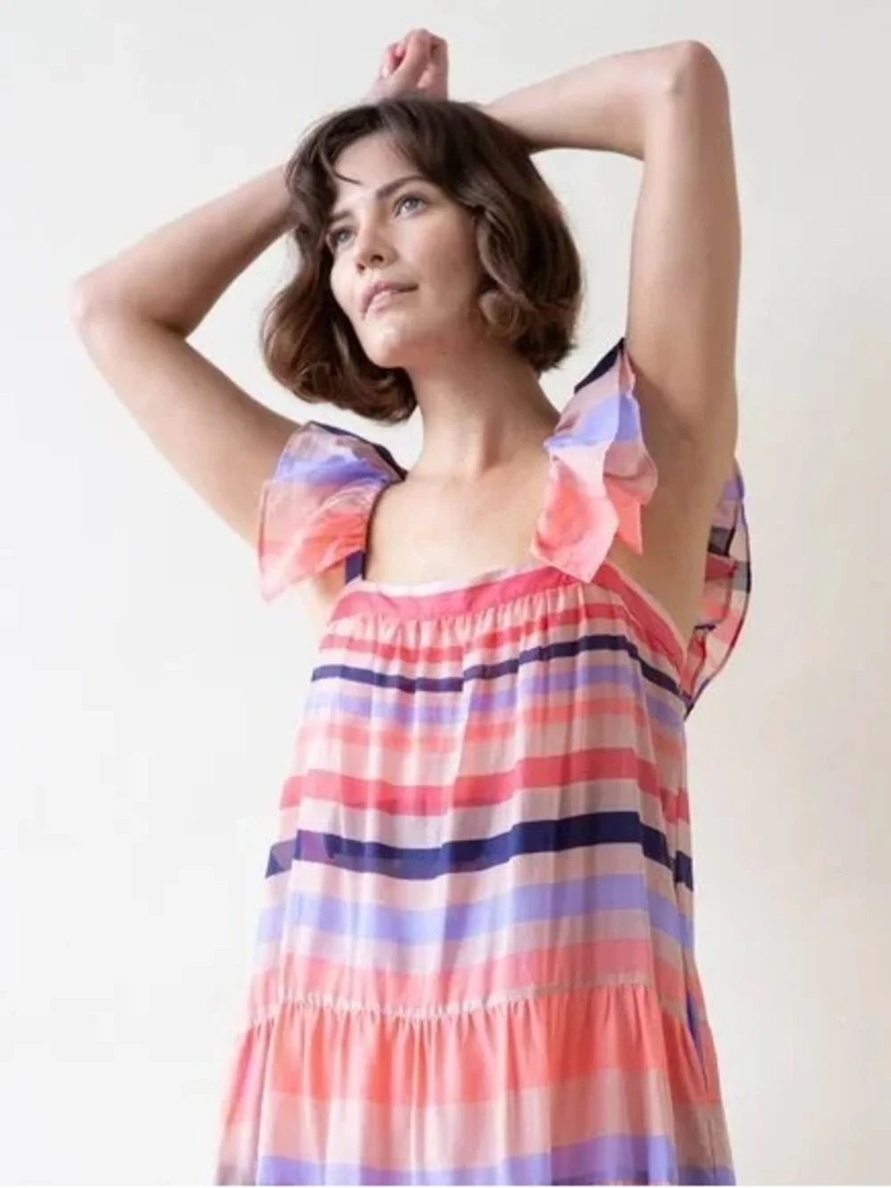 Women’s KATHERINE KIDD Circe PS striped tiered midi dress- Size XS